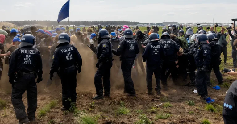 CLIMATE PROTESTERS STORM TESLA’S GIGAFACTORY IN EUROPE